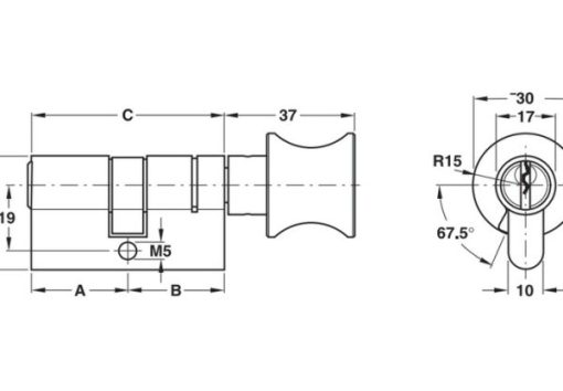 Ruột khóa 1 đầu chìa 1 đầu vặn dài 71mm 916.01.013 - 3
