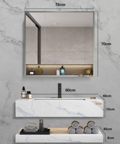 Bộ tủ phòng tắm cao cấp Enic 2T - 80cm Gương Thường