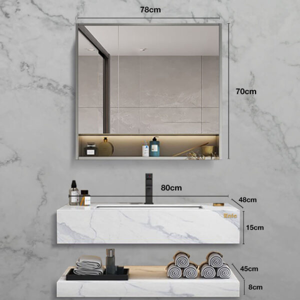 Bộ tủ phòng tắm cao cấp Enic 2T – 80cm Gương Thường