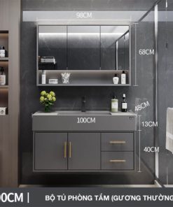 Bộ tủ phòng tắm thông minh Enic T03 - 100cm Gương Thường