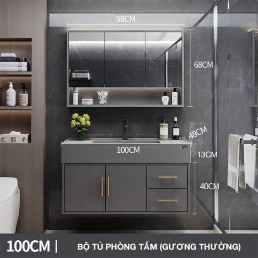 Bộ tủ phòng tắm thông minh Enic T03 - 100cm Gương Thông Minh - 1