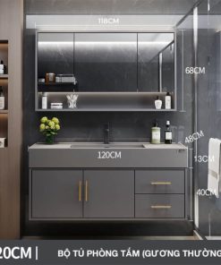 Bộ tủ phòng tắm thông minh Enic T03 - 120cm Gương Thường
