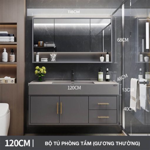 Bộ tủ phòng tắm thông minh Enic T03 - 120cm Gương Thường - 1