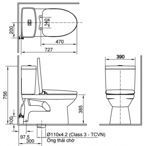 Bàn cầu hai khối INAX AC-504VAN - 3
