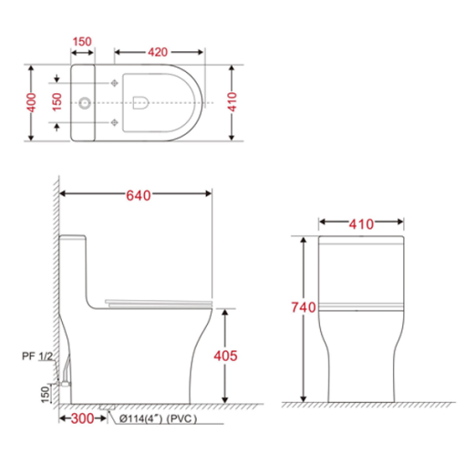 Bồn cầu liền khối Basics SPIRAL - 3