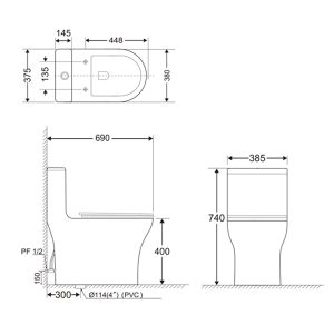 Bồn cầu liền khối Basics ERA - 5