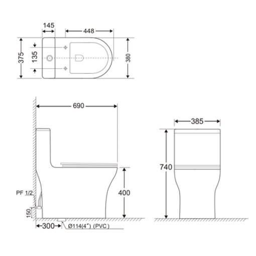 Bồn cầu liền khối Basics ERA - 3