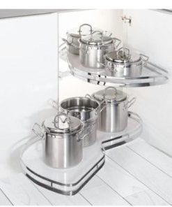 Rổ kéo góc 2 tầng Häfele màu trắng mở trái 541.32.671