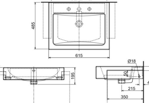 Chậu rửa mặt bán âm Lavabo Häfele 588.64.011 - 3