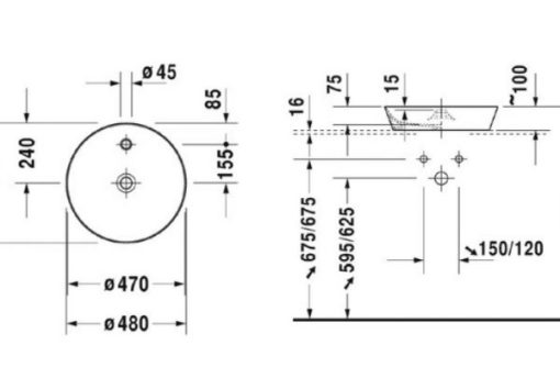 Chậu rửa mặt Lavabo Duravit 588.45.240 - 3