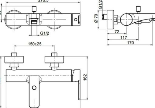 Bộ trộn bồn tắm điều nhiệt Hafele 589.02.940 - 1