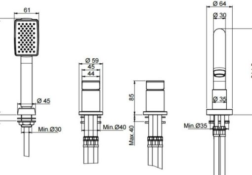 Bộ vòi nóng lạnh 4 lỗ cho bồn tắm Victoria MS: 589.10.159 - 3