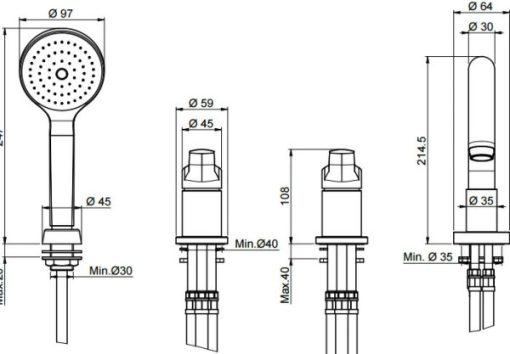 Bộ vòi nóng lạnh 4 lỗ cho bồn tắm Emma MS: 589.02.035 - 3