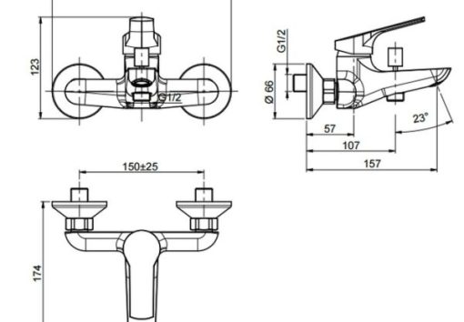 Bộ trộn bồn tắm Hafele Emma MS: 589.02.033 - 3