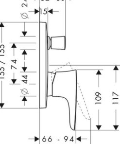 Bộ trộn bồn tắm âm tường Puravida Hafele 589.50.834 - 5