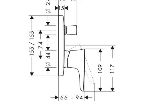 Bộ trộn bồn tắm âm tường Puravida Hafele 589.29.134 - 3