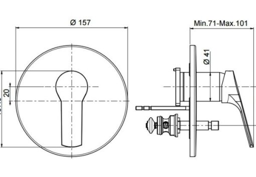 Bộ trộn bồn tắm âm tường Emma MS: 589.02.036 - 3