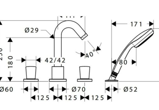 Bộ trộn bồn tắm 4 lỗ Logis MS: 589.52.415 - 3