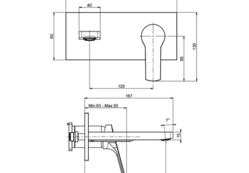 Vòi lavabo âm tường Emma MS: 589.02.032 - 3
