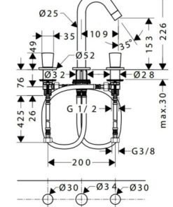 Vòi trộn lavabo Hansgrohe 3 lỗ Logis 589.52.413 - 6 Vòi trộn lavabo Hansgrohe 3 lỗ Logis 589.52.413 - 5