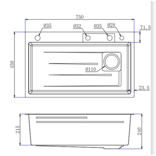 Chậu rửa chén vòi âm Maadela MDS-7545NBU - 3