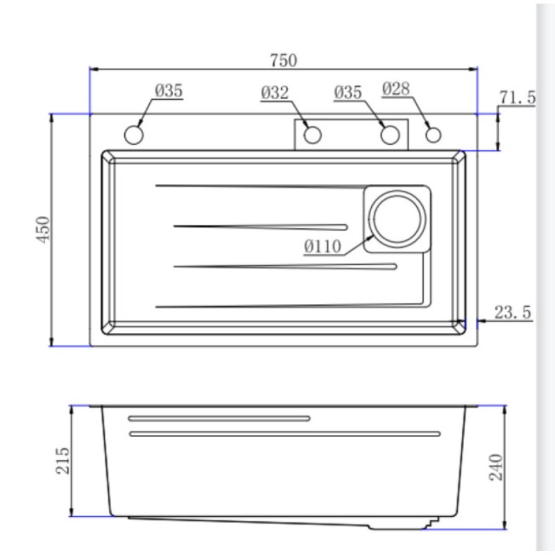 Chậu rửa chén vòi âm Maadela MDS-7545NBU