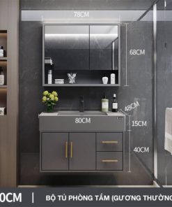 Bộ tủ phòng tắm thông minh Enic T03 - 80cm Gương Thông Minh
