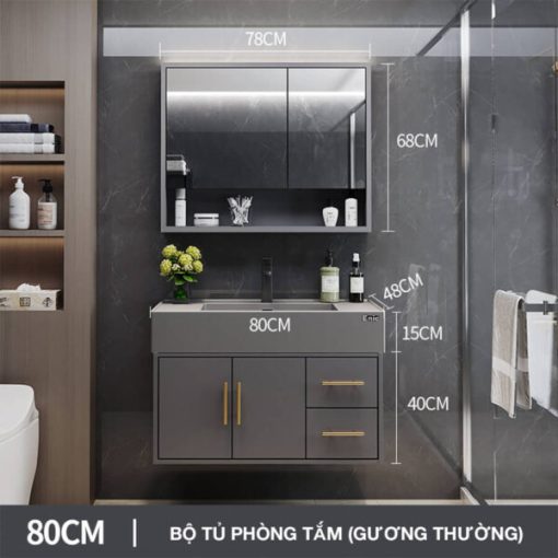 Bộ tủ phòng tắm thông minh Enic T03 - 80cm Gương Thông Minh - 1