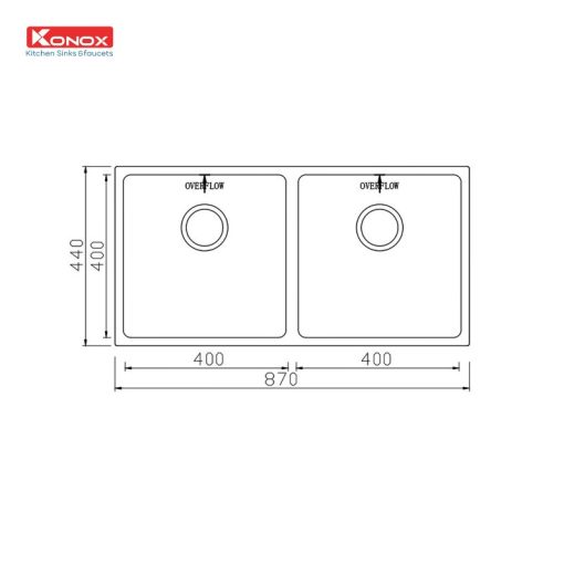 CHẬU RỬA CHÉN BÁT KONOX UNDERMOUNT CUBE 8744DU - 3