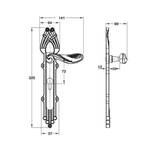 Tay nắm đế dài cổ điển Hafele 901.98.951 - 3