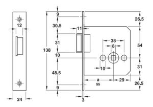 Thân khóa lưỡi gà Hafele 911.23.370 - 5