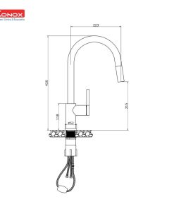 VÒI RỬA CHÉN BÁT DÂY RÚT KONOX ALTO Black - 8 VÒI RỬA CHÉN BÁT DÂY RÚT KONOX ALTO Black - 7