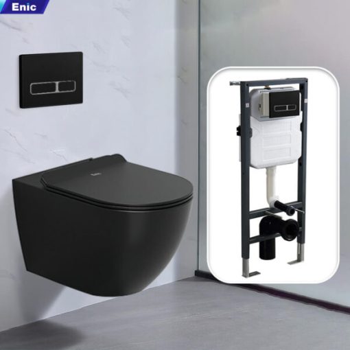 Bồn cầu treo tường Enic T55 tiêu chuẩn (Màu đen) - 1