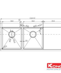 CHẬU RỬA CHÉN BÁT KONOX WORKSTATION APRON SINK KN8751DA Retta - 9