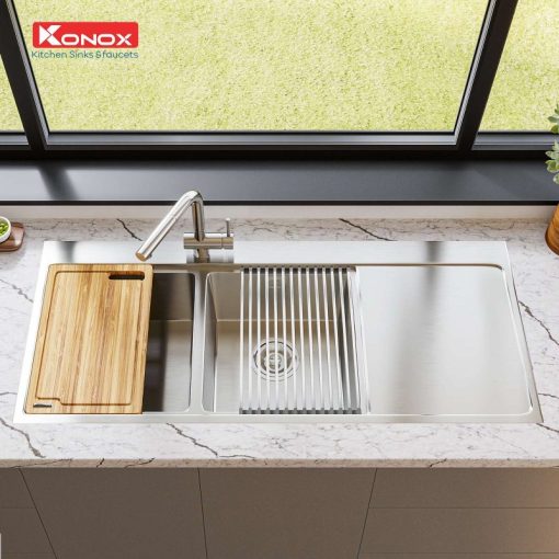 CHẬU RỬA CHÉN BÁT KONOX WORKSTATION APRON SINK KN8751DA Retta - 7
