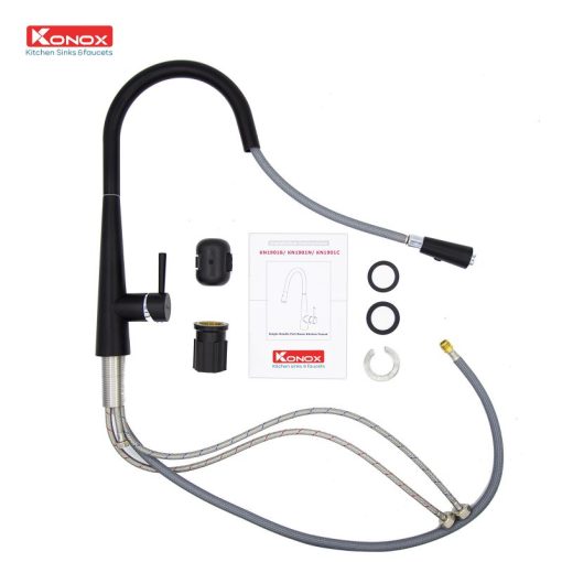VÒI RỬA CHÉN BÁT RÚT DÂY KONOX KN1901B BLACK - 5