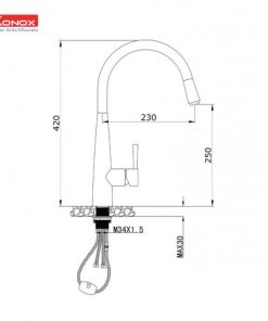 VÒI RỬA CHÉN BÁT RÚT DÂY KONOX KN1901C CHROME - 10 VÒI RỬA CHÉN BÁT RÚT DÂY KONOX KN1901C CHROME - 9