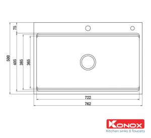 CHẬU RỬA CHÉN BÁT KONOX WORKSTATION TOPMOUNT SINK KN7650TS - 9