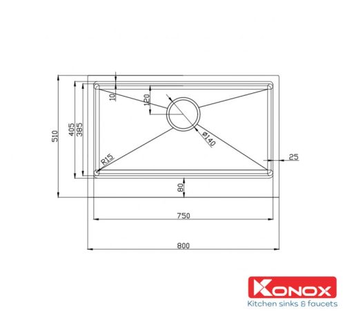 CHẬU RỬA CHÉN BÁT KONOX WORKSTATION APRON SINK KN8051AS Retta - 3