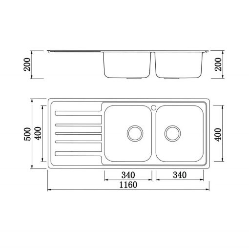 CHẬU RỬA CHÉN BÁT KONOX EUROPEAN ARTUSI KS11650 1D - 3
