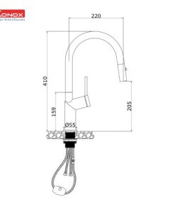 VÒI RỬA CHÉN BÁT RÚT DÂY KONOX NEVA CHROME - 7
