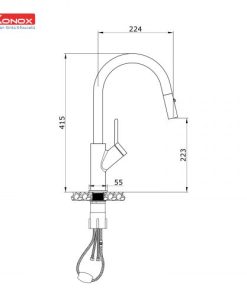 VÒI RỬA CHÉN BÁT DÂY RÚT KONOX PONTE - 9