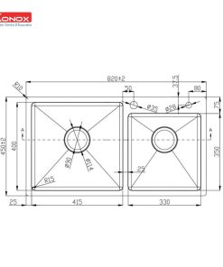 CHẬU RỬA CHÉN BÁT KONOX OVERMOUNT SINK KN8245DO - 10 CHẬU RỬA CHÉN BÁT KONOX OVERMOUNT SINK KN8245DO - 9