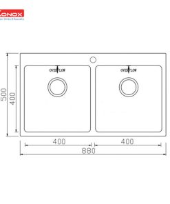 CHẬU RỬA CHÉN BÁT KONOX TOPMOUNT UNICO 8850 - 12 CHẬU RỬA CHÉN BÁT KONOX TOPMOUNT UNICO 8850 - 11