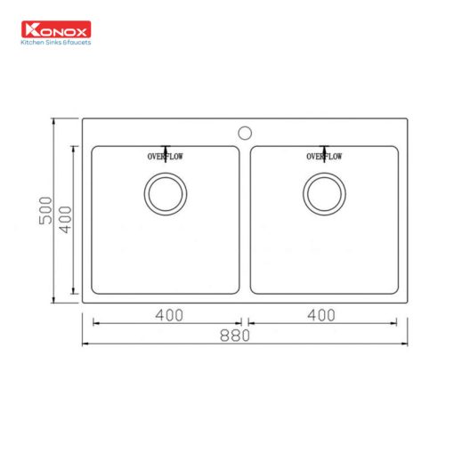 CHẬU RỬA CHÉN BÁT KONOX TOPMOUNT UNICO 8850 - 3