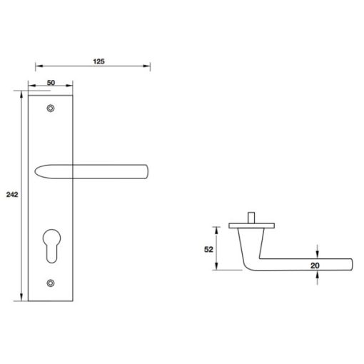 Tay nắm gạt đế dài Inox 316 Hafele 903.78.589 - 3