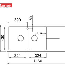 CHẬU RỬA CHÉN BÁT KONOX GRANITE LIVELLO SMART 1160 - 10 CHẬU RỬA CHÉN BÁT KONOX GRANITE LIVELLO SMART 1160 - 9