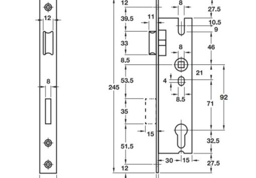 Thân khóa cho cửa đố nhỏ E30/92D 911.75.021 - 3