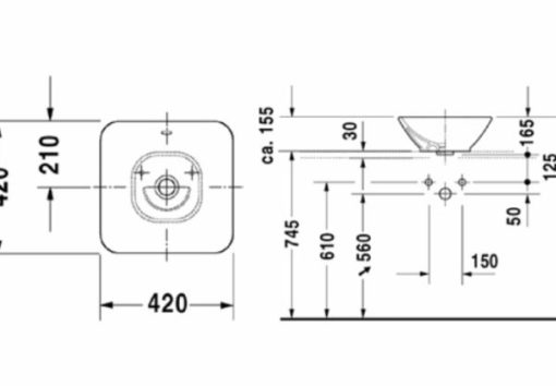 Lavabo đặt bàn Bacino Duravit 588.45.041 - 3
