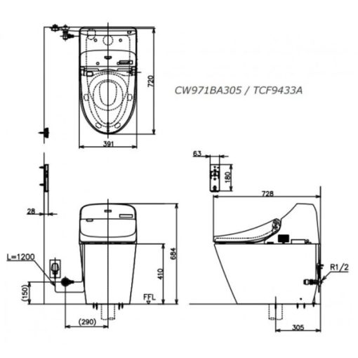 Bồn cầu điện tử TOTO GG C971/TCF9433A - 3